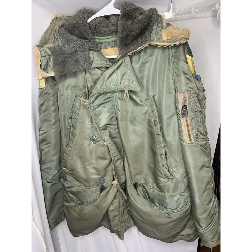 VTG 1950s USAF Green Flying Man's Parka Fur Coat Rare Air Force Small‎ Military